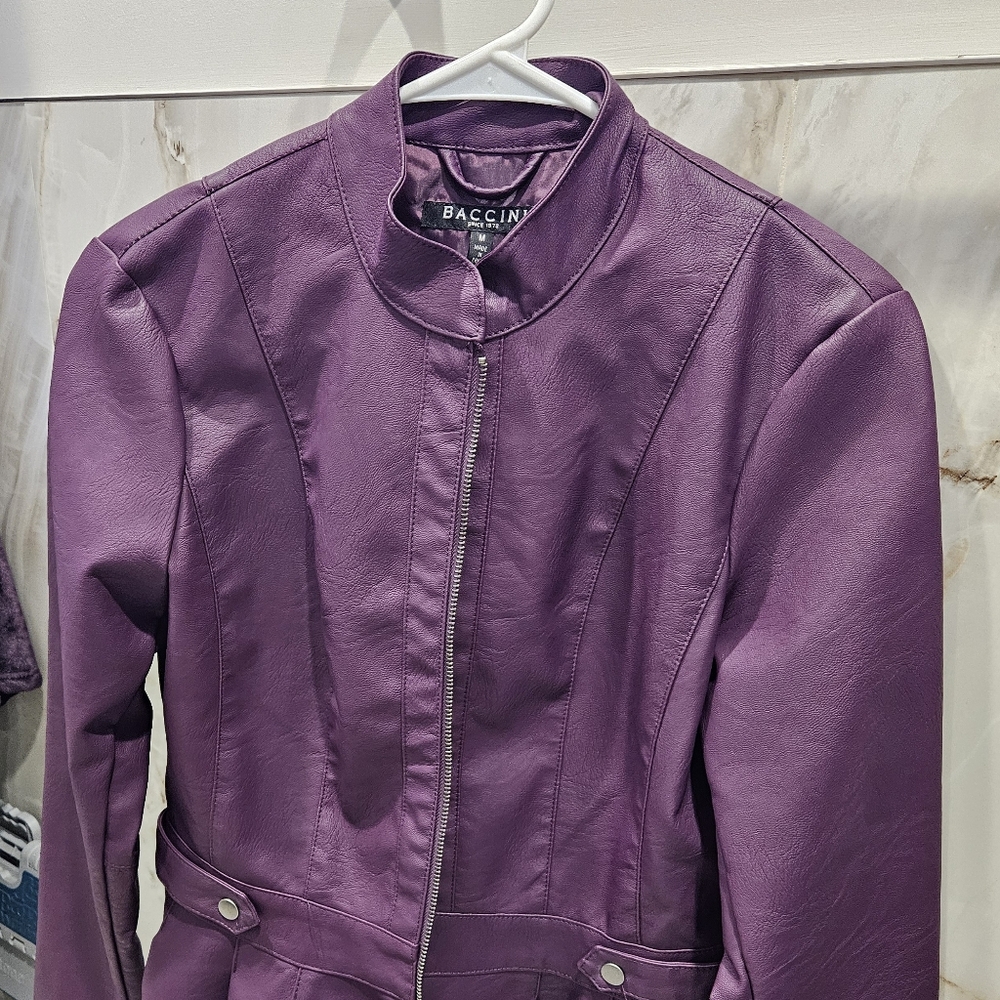 Baccini Women's Deep Purple Leather Jacket